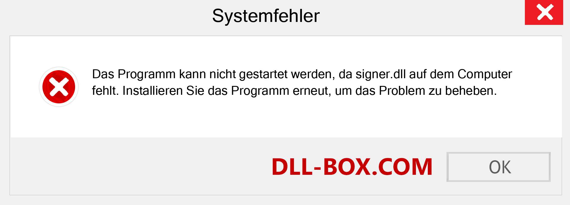 signer.dll-Datei fehlt?. Download für Windows 7, 8, 10 - Fix signer dll Missing Error unter Windows, Fotos, Bildern